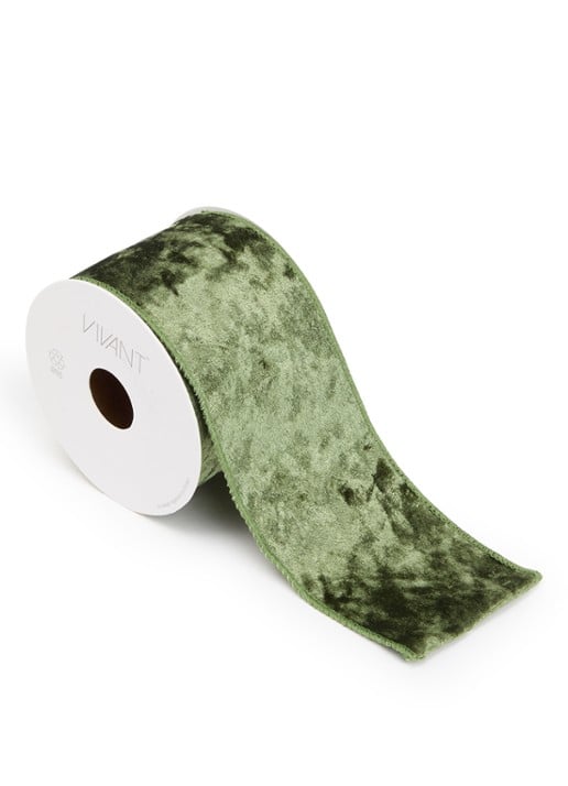 Vivant Velvet Satin Wired 3 meter x 70 mm - voorkant mosgroen