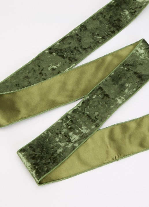 Vivant Velvet Satin Wired 3 meter x 70 mm - voorkant 2 mosgroen