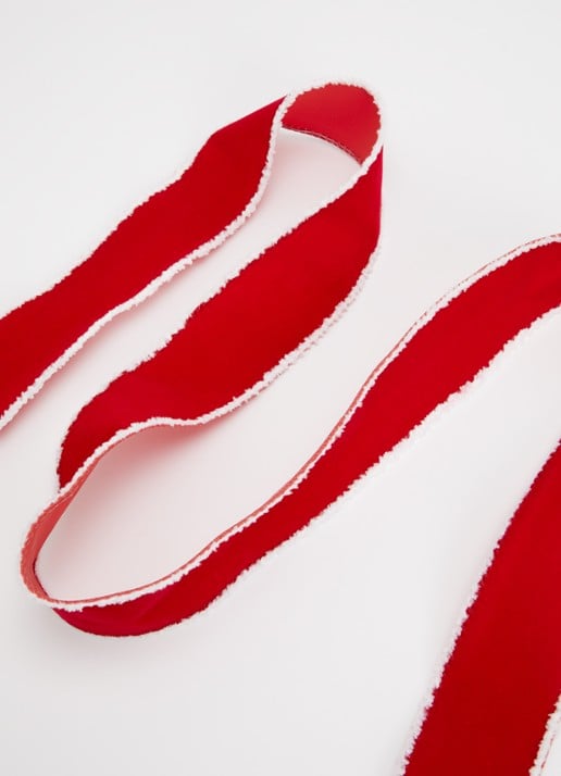 Vivant Velvet Snow Edge kerstlint 5 meter x 60 mm - voorkant 2 rood