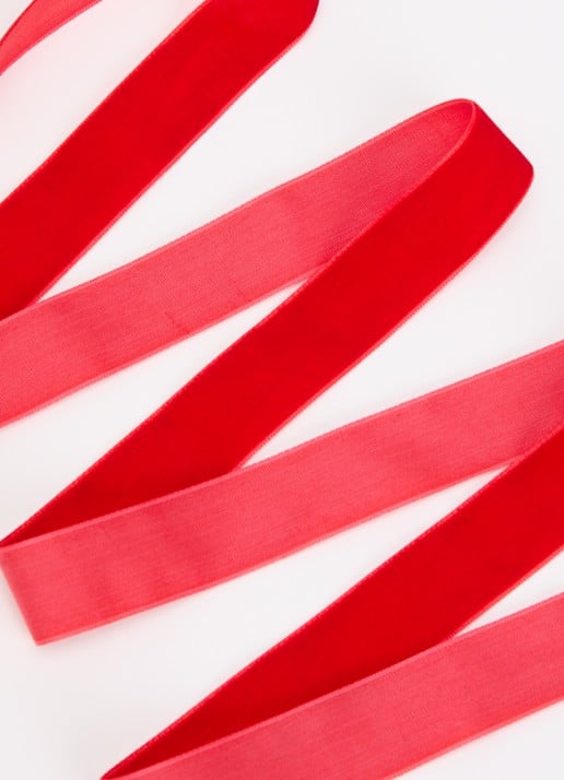 Vivant Velvety kerstlint 10 meter x 25 mm - voorkant 2 vuurrood