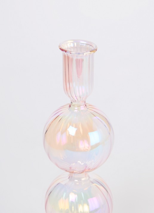 Vondels 2 Bubbles kandelaar 19 cm - voorkant 2 lichtroze
