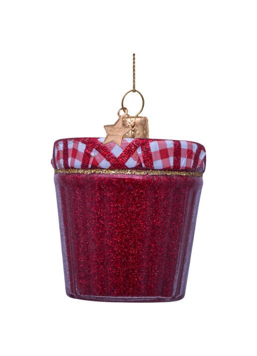 Vondels Aardbeienjam kersthanger 6 cm - detail 3 rood