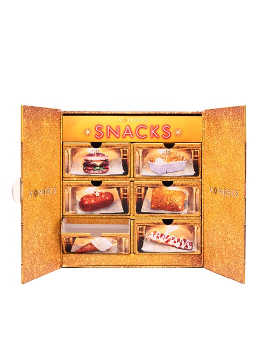Vondels Adventskalender Snackbox kersthanger set van 6 - detail 3 goud