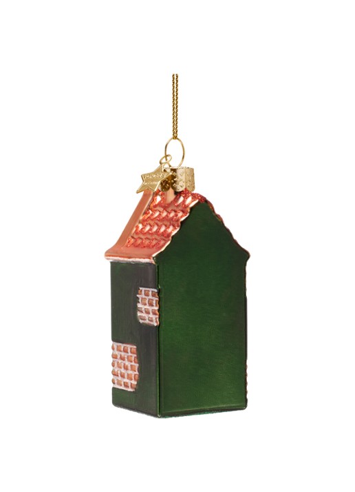 Vondels Amsterdam Grachtenpand kersthanger 9 cm - achterkant groen