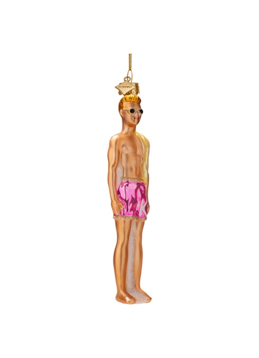 Vondels Barbie Ken Pop kersthanger 16,5 cm - voorkant 2 beige
