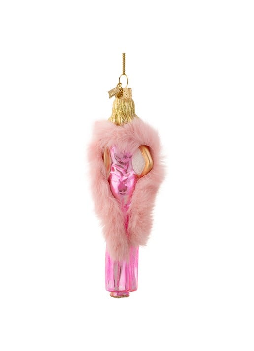 Vondels Barbiepop Met Boa kersthanger 16,5 cm - achterkant 4 roze