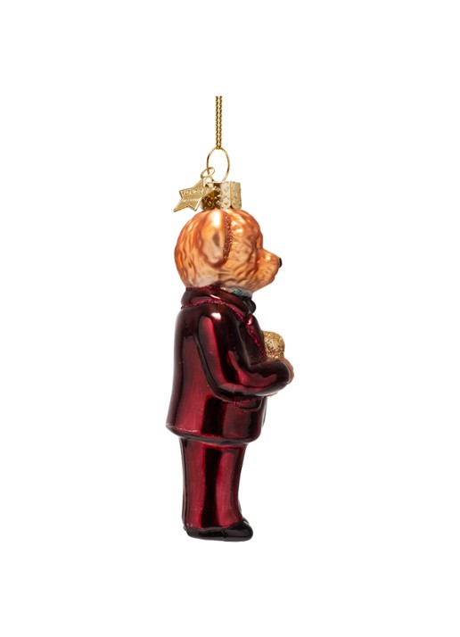 Vondels Beer kersthanger 11,5 cm - voorkant 2 bordeauxrood