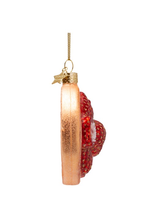 Vondels Beschuitje met aardbei kersthanger 8,5 cm - detail 2 rood