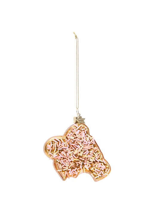 Vondels Boterham Vruchtenhagel kersthanger 9 cm - voorkant 2 goud