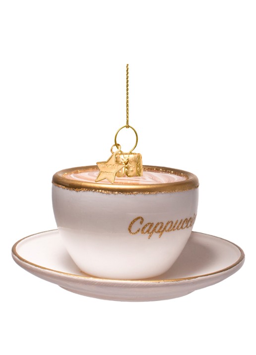 Vondels Cappuccino kersthanger 5,5 cm - voorkant 2 wit