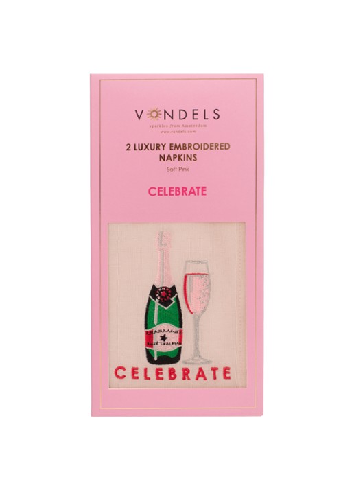Vondels Celebrate servetten in linnenblend 45 x 45 cm - detail 3 lichtroze