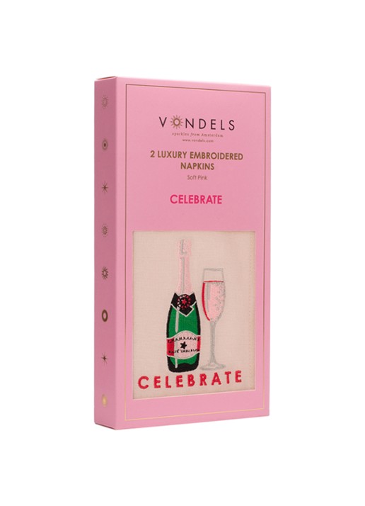 Vondels Celebrate servetten in linnenblend 45 x 45 cm - detail 4 lichtroze