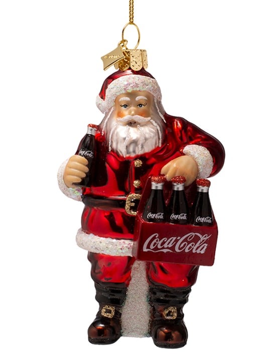 Vondels Coca Cola Kerstman kersthanger 12,5 cm - voorkant rood