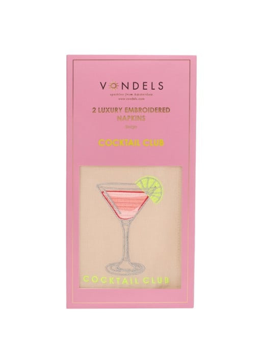 Vondels Cocktail Club servetten in linnenblend 45 x 45 cm set van 2 - detail 3 beige
