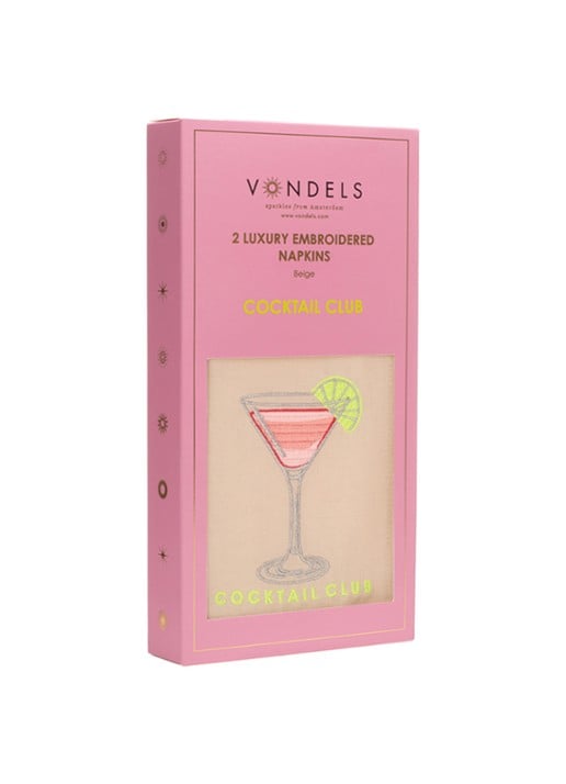 Vondels Cocktail Club servetten in linnenblend 45 x 45 cm set van 2 - detail 4 beige