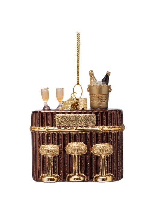 Vondels Cocktailbar kersthanger 8 cm - voorkant bruin