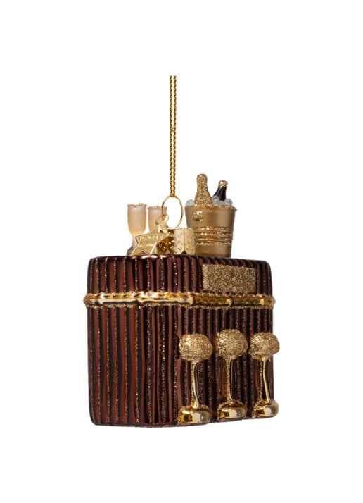 Vondels Cocktailbar kersthanger 8 cm - voorkant 2 bruin