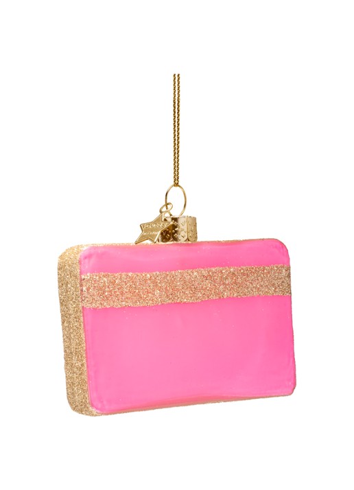 Vondels Creditcard kersthanger 7 cm - achterkant 2 roze