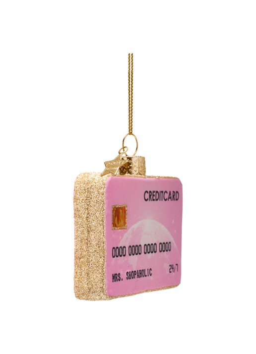 Vondels Creditcard kersthanger 7 cm - detail roze