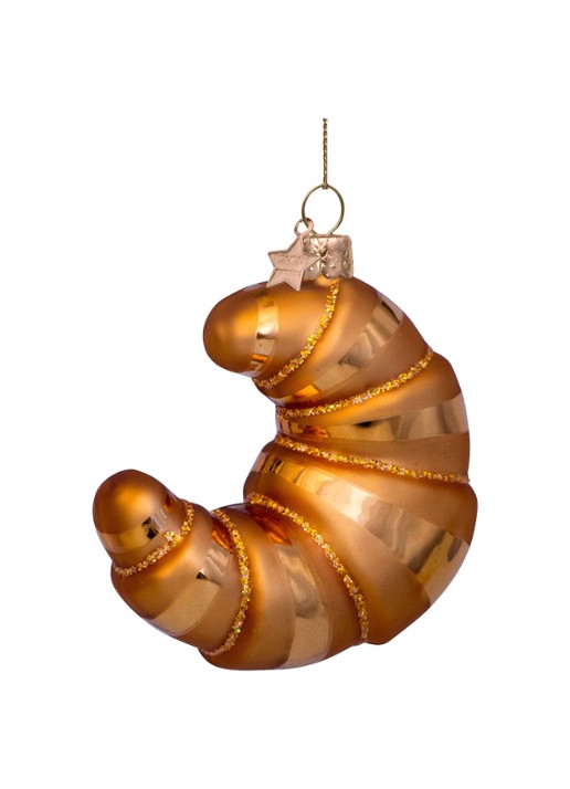 Vondels Croissant kersthanger 8 cm - detail 2 bruin