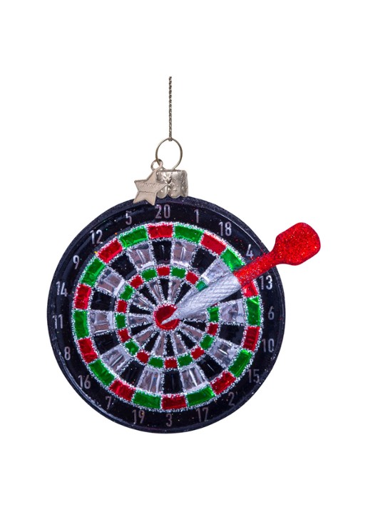 Vondels Dartbord kersthanger 8 cm - detail 2 zwart