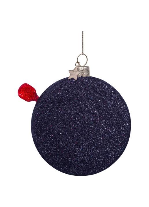 Vondels Dartbord kersthanger 8 cm - detail 4 zwart