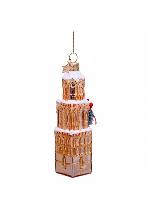 Vondels Domtoren Utrecht kersthanger 11 cm - detail 4 goud