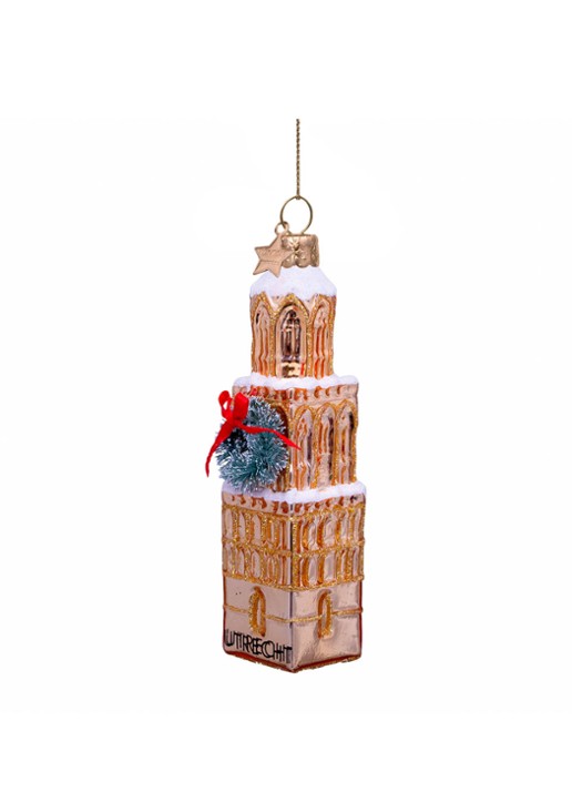 Vondels Domtoren Utrecht kersthanger 11 cm - voorkant goud