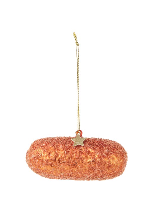 Vondels Dutch Kroket kersthanger 10 cm - voorkant 2 oranjerood