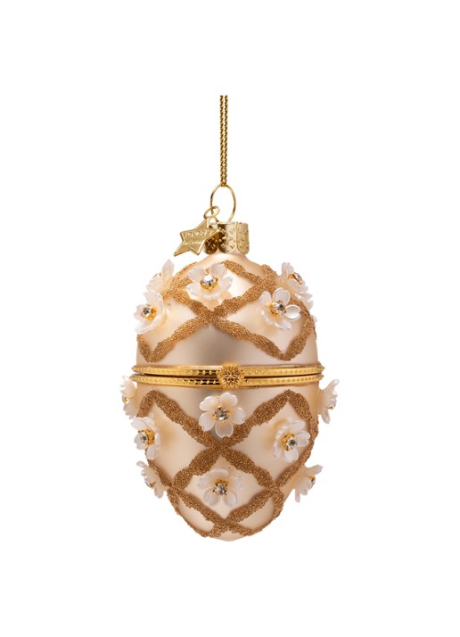 Vondels Fabergé-ei met Bloemen kersthanger 9,5 cm
