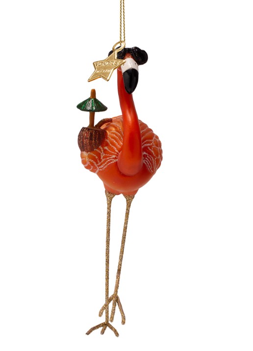 Vondels Flamingo kersthanger 16 cm - achterkant 5 oranje
