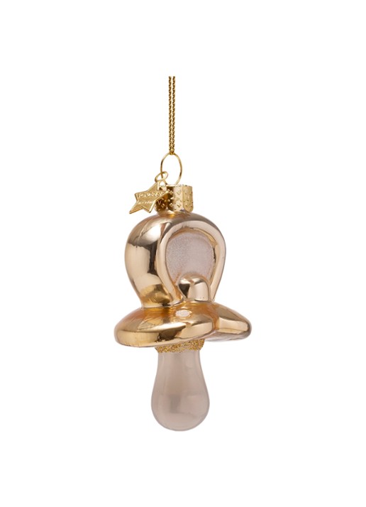 Vondels Fopspeen kersthanger 8 cm - detail 4 goud