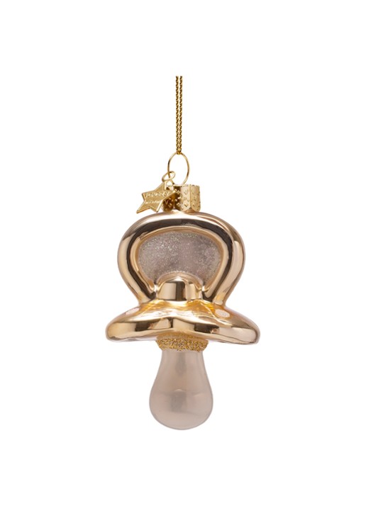 Vondels Fopspeen kersthanger 8 cm - voorkant 2 goud