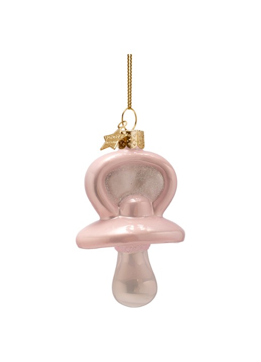 Vondels Fopspeen kersthanger 8 cm - achterkant 4 roze