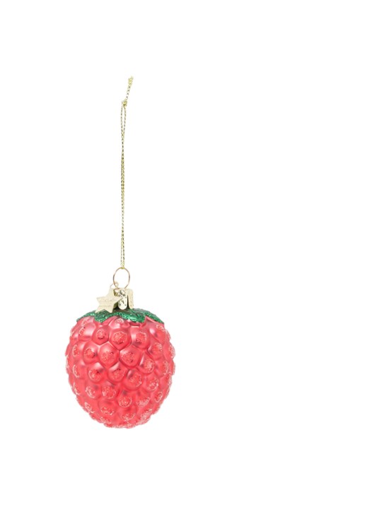 Vondels Framboos kersthanger 7 cm - voorkant 2 roze