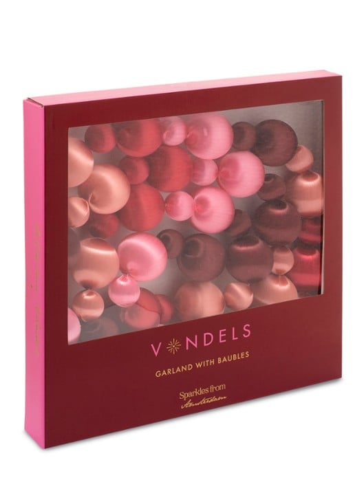 Vondels Garland burgundy/pink/red/peach 180cm w/box - achterkant rood