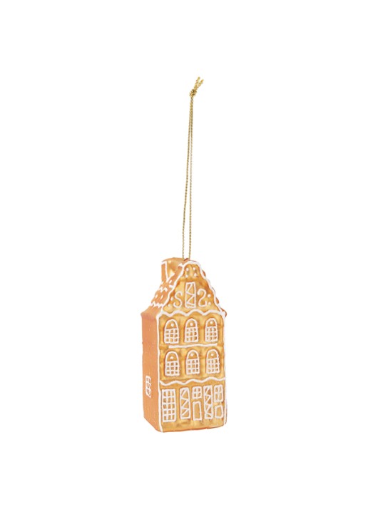 Vondels Ginger Bread Canal House kersthanger 8,5 cm - voorkant 2 oranje
