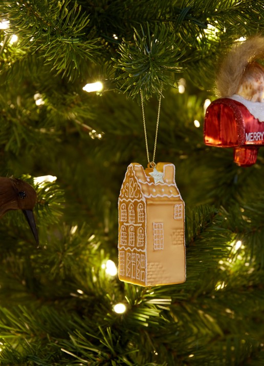 Vondels Ginger Bread Canal House kersthanger 8,5 cm - voorkant 3 oranje