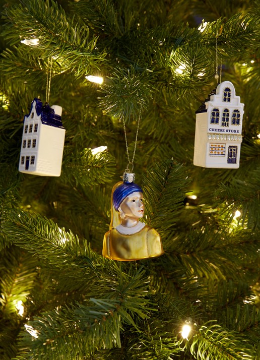 Vondels Girl With A Pearl Earring Vermeer kersthanger 8 cm - voorkant 3 multicolor