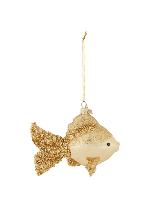 Vondels Gold Fish kersthanger 10 cm - voorkant 2 goud