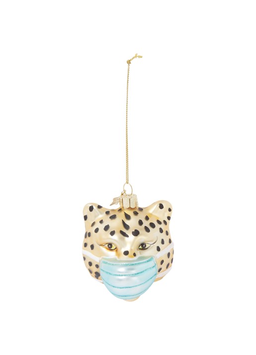 Vondels Gold Panther Face Mask kersthanger 7,5 cm - voorkant 2 goud