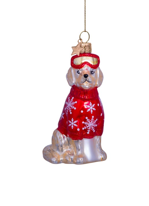 Vondels Golden retriever in ski outfit kersthanger 9,5 cm
