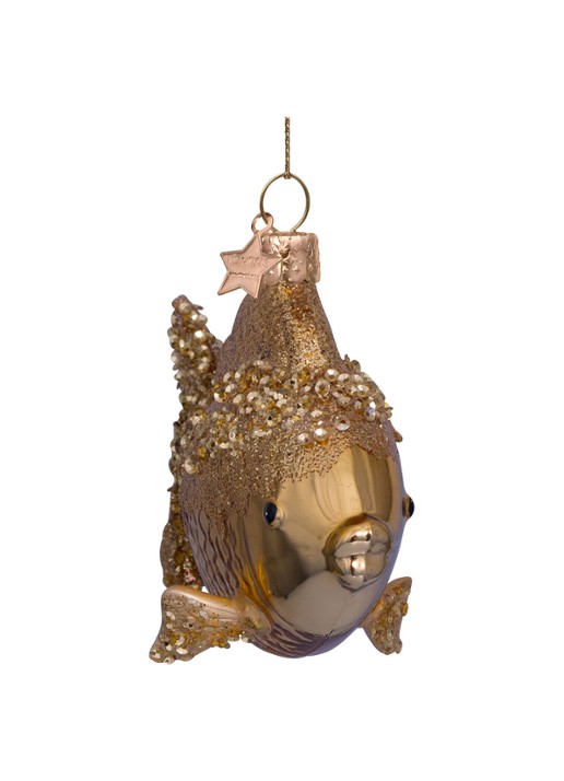 Vondels Gouden Vis kersthanger 10 cm - detail 3 goud