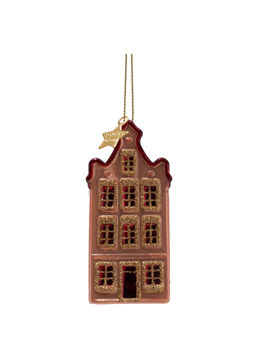 Vondels Grachtenhuisje kersthanger 8,5 cm - voorkant 4 roségoud
