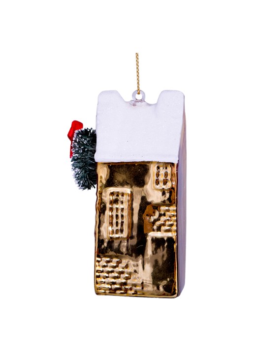 Vondels Grachtenwoning kersthanger 8,5 cm - detail 3 goud