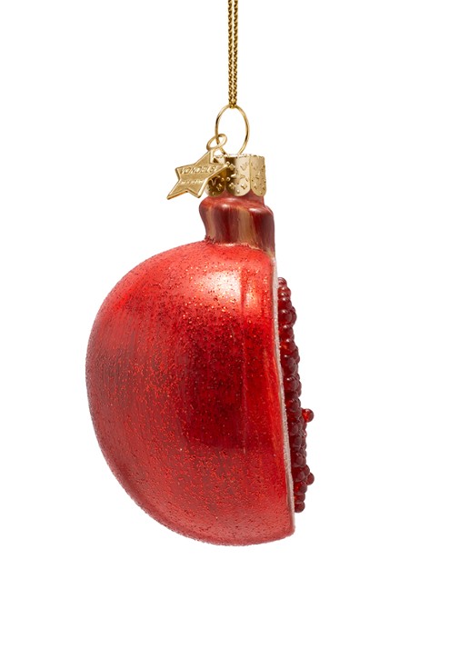 Vondels Granaatappel kersthanger 8 cm - achterkant rood