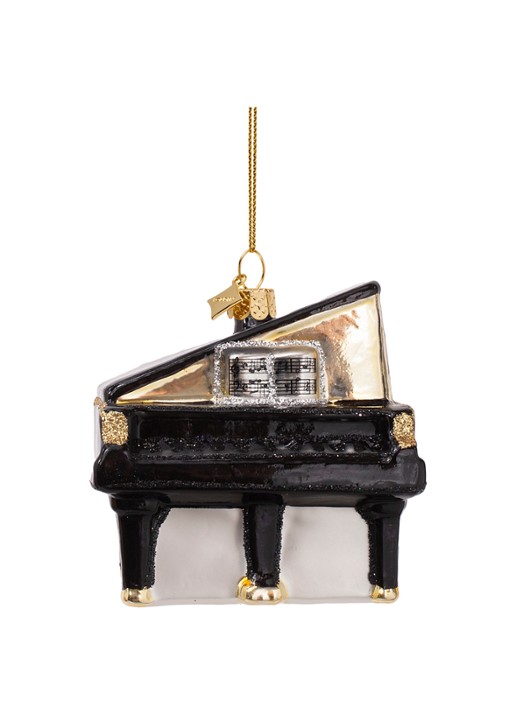 Vondels Grand Piano kersthanger 7,5 cm - voorkant 2 zwart