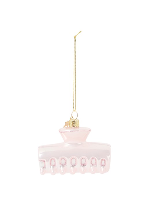 Vondels Haar Clip kersthanger 7 cm - voorkant roze