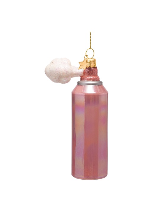 Vondels Haarspray kersthanger 11,5 cm - achterkant roze