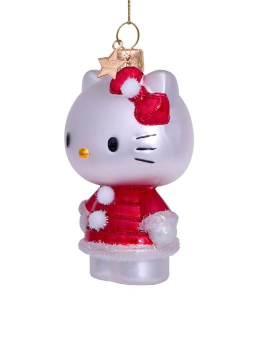 Vondels Hello Kitty in kerstjurk kersthanger 9 cm - detail 3 rood